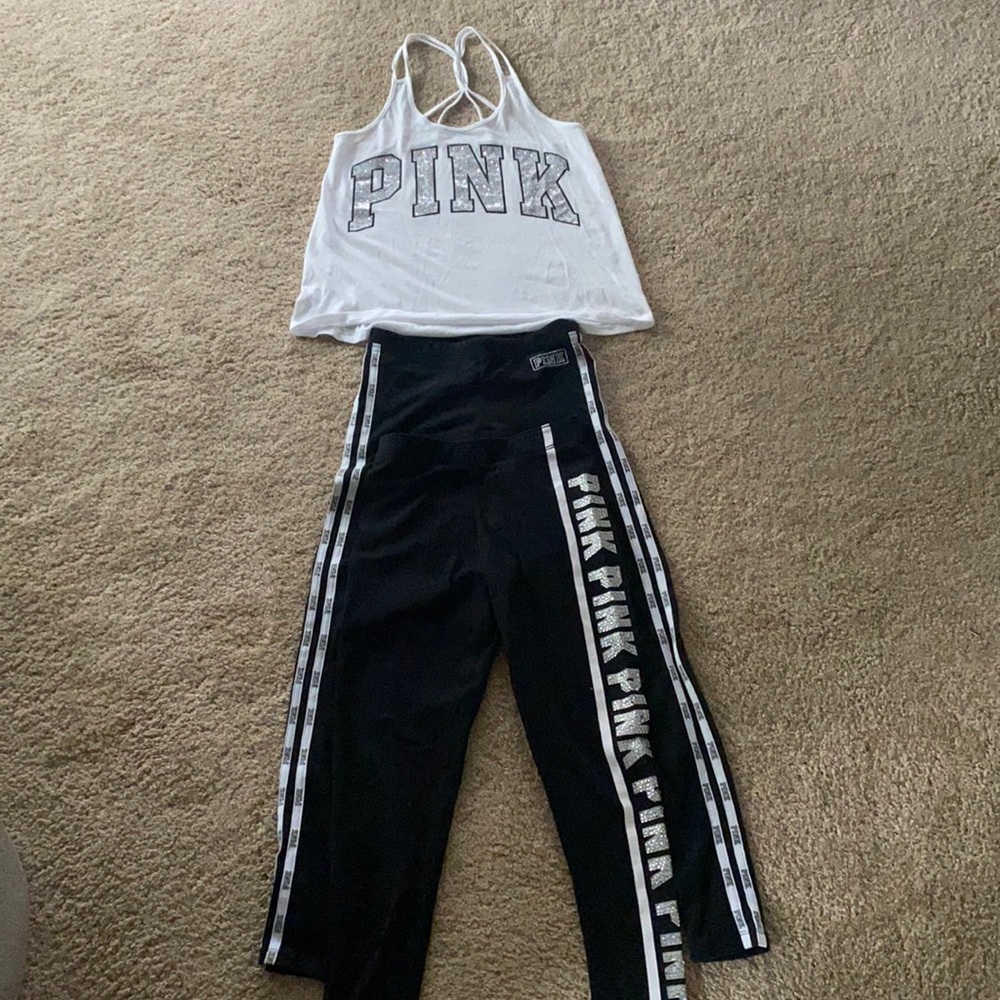Pink lot, tank and leggings all xs, great cond